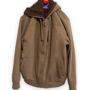 Coleman Jacket Mens XL Dark Green Gray Sherpa Lined Shacket  Faux Fur  Pockets